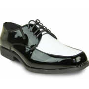 Moc Toe Black and White Patent Tuxedo Shoes